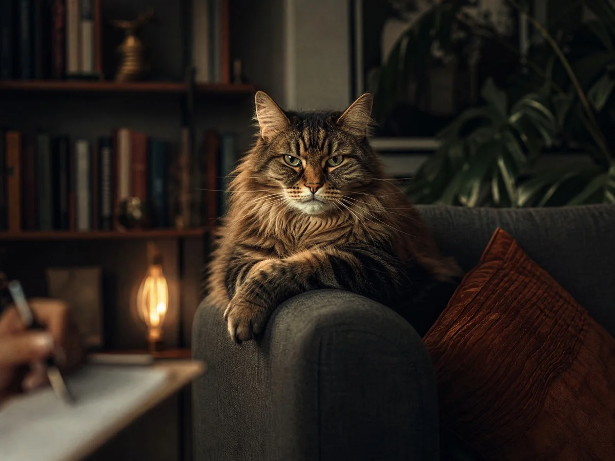 Кот смотрит с мудрым осуждением